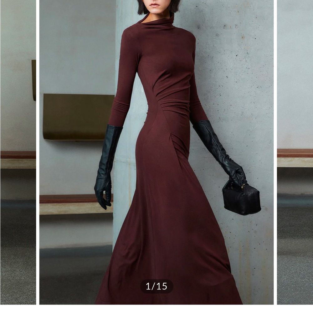 Commense Long Sleeve Dress - Deep Brown